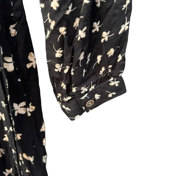 Patrons of Peace long sleeve black floral Tie front Dress floral whimsy Goth S - Picture 9 of 15